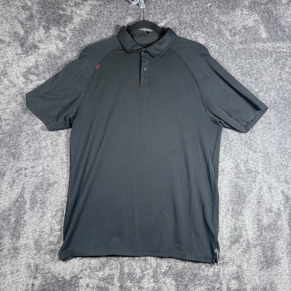 Rhone Mens Delta Pique Polo Shirt Black Short Sleeve Performance Top Size Medium